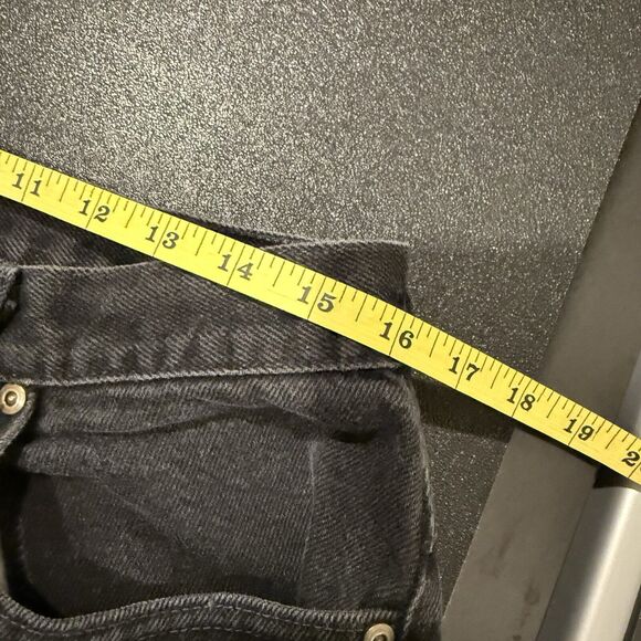 LL Bean Women Black Denim Jeans Faded Distressed 16 Petite Relaxed Fit - Picture 5 of 7